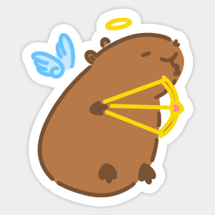 Cupid Capybara Shooting Arrow to Lovers Sticker